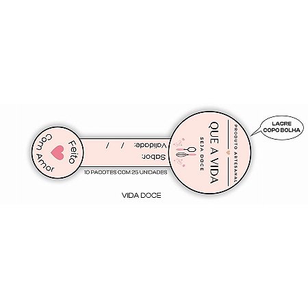 Lacre Adesivo "Que a Vida Seja Doce" - Ref.2161 - Hot Stamping - Rosa - 25 unidades - Stickr - Rizzo