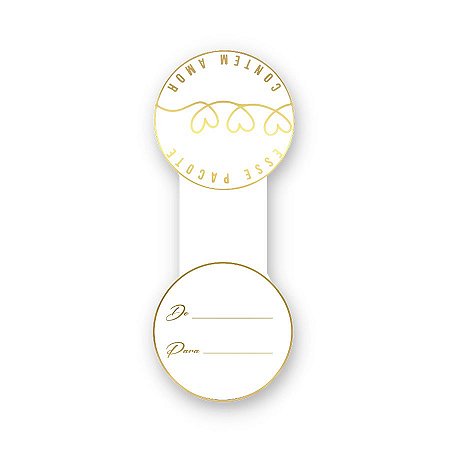 Lacre Adesivo "Esse Pacote Contém Amor" - Ref.2041 - Hot Stamping - Dourado  - 30 unidades - Stickr - Rizzo