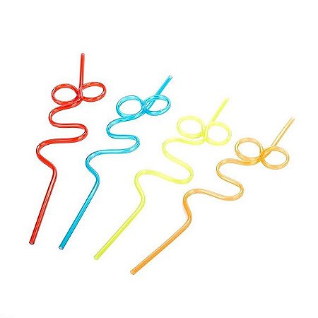 Canudo Espiiral Rigido Cores Diversas - HA001 - 4 unidades - Rizzo