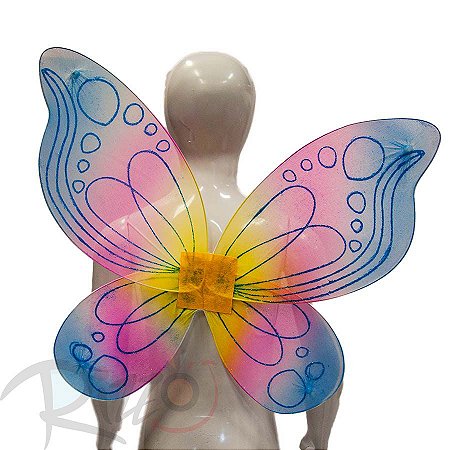 Adereço de Carnaval - Asa Borboleta Multicolor - Azul Bebê - Mod:76 - 01 unidade - Rizzo