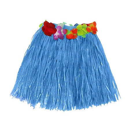 Saia Havaiana - Adereço de Carnaval  - Azul - 40cm -  ref:NYR 6955A - 01 unidade - Rizzo