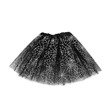 Saia Tule Preta com Estampa Teia Prata - 40cm - 1 unidade - Rizzo