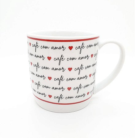 Caneca de Porcelana "Café com Amor" Lettering - 360 mL - 1 unidade - AllMix -