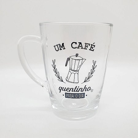 Caneca de Vidro "Dia Leve, Café Forte" - 300 mL - 1 unidade - AllMix -