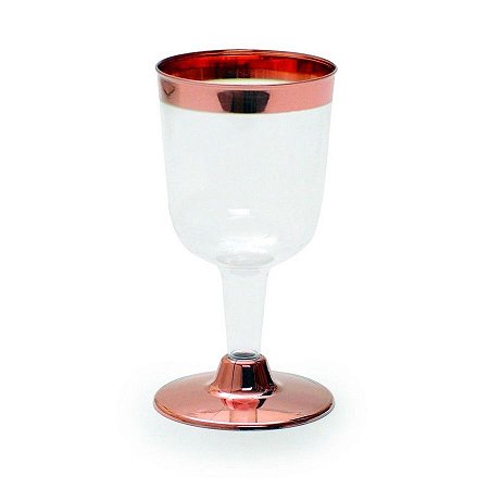 Taça de Vinho Descartável de Luxo Rose Gold 170mL - 6 Unidades - Cromus -
