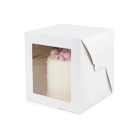 Caixa Para Bolo Com Visor Branca - 1 Unidade - Cromus - Rizzo