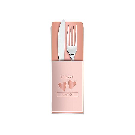Porta Talher Decorativo Romântico Rose Gold - 8 unidades - Cromus - Rizzo