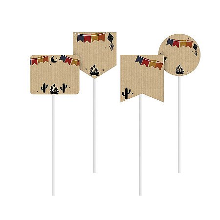 Plaquinhas P/Personalização Junina Kraft - 8 Unidades - Cromus