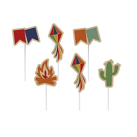 Pick Decorativo Sortido Junina Kraft - 12 Unidades - Cromus - Rizzo
