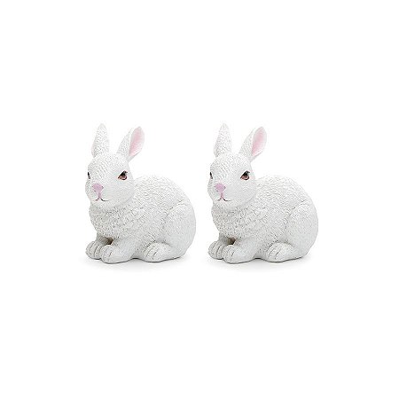 Coelhos Resina Branco - 2 Unidades - Cromus