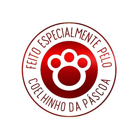 Adesivo "Feito Especialmente Pelo Coelhinho da Páscoa" - Hot Stamping - Vermelho Metálico - 1 unidade Pct. c/ 50 unds. -