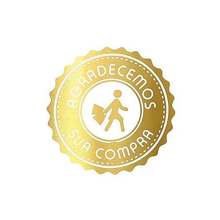 Adesivo "Agradecemos sua Compra" - Ref.2030 - Hot Stamping - Dourado - 50 unidades - Stickr - Rizzo