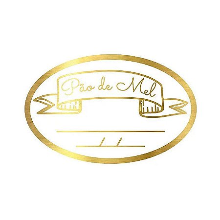 Adesivo "Pão de Mel com Validade" - Ref.2017 - Hot Stamping - Dourado - 100 unidades - Stickr - Rizzo