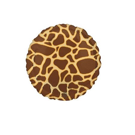 Balão Metalizado Redondo Animal Print Girafa - 17'' (43cm) - 1 unidade - Cromus - Rizzo.
