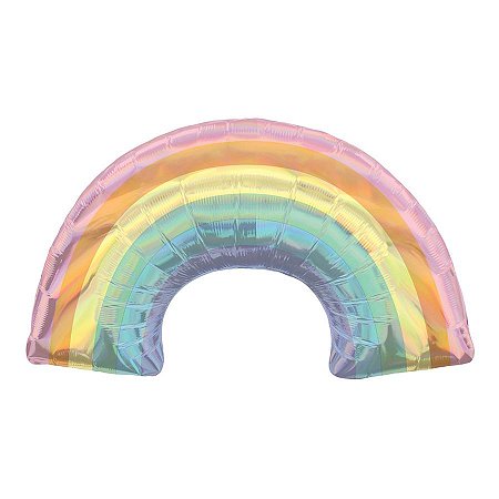Balão Metalizado Arco-Íris Pastel - 34''x19'' (86cm x 48cm) - 1 unidade - Cromus - Rizzo.