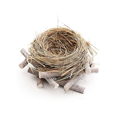 Ninho de Páscoa com Base de Madeira Marrom e Verde Rústico (20cm) - 1 unidade - Cromus -