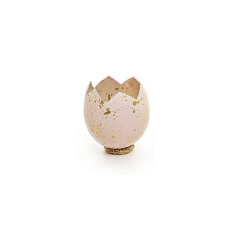Casca de Ovo de Páscoa Quebrado com Suporte Ninho - Rosa - 1 unidade - Cromus - Rizzo