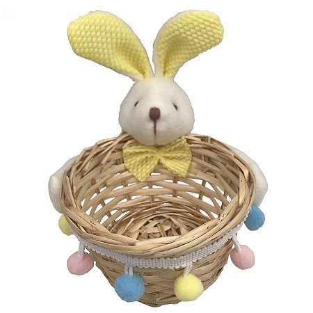 Cesta de Ovos Boneco de Coelhinho Amarelo - 1 unidade - Rizzo