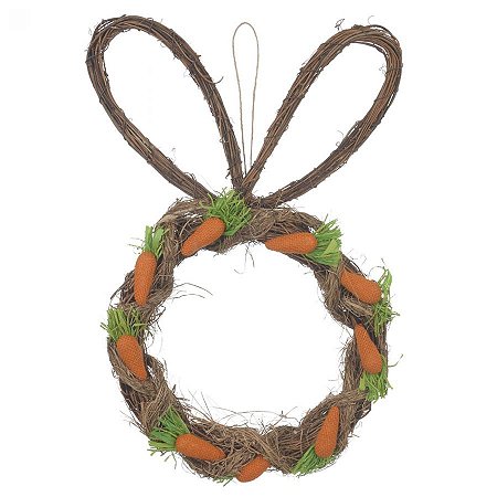 Guirlanda de Páscoa com Orelhas - Cenouras Rústicas 25 cm - 1 unidade - Rizzo