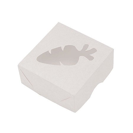 Caixa Quadrada 8x8cm Visor Cenoura Branca - 10 unidades - Crystal - Rizzo