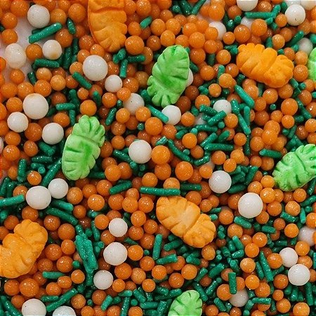 Sprinkles de Páscoa verde com Pérolas Laranjas e Brancas 60 g - 1 unidade - Morello - Rizzo