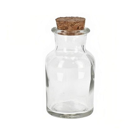 Mini Garrafa de Vidro com Tampa de Rolha 125 ml - 10x6cm - 1 unidade - Rizzo