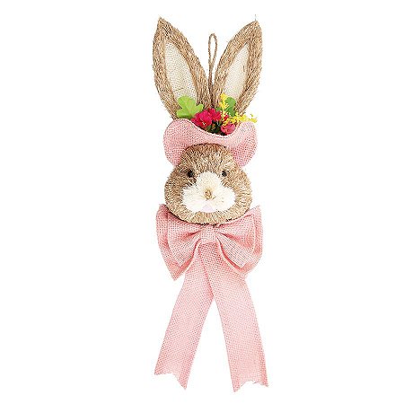 Enfeite Para Pendurar Cabeça de Coelho com Chapéu Rosa P - 1 unidade - Cromus - Rizzo