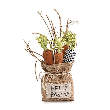 Saco Decorativo com Cenouras Bege e Marrom - 1 unidade - Cromus - Rizzo