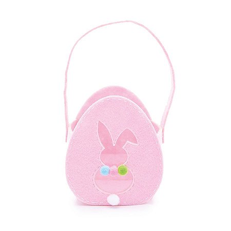 Cesta em Feltro para Ovinhos Coelho de Páscoa Rosa P - 11,5cm x 10cm x 6,5cm - 1 unidade - Cromus Páscoa -