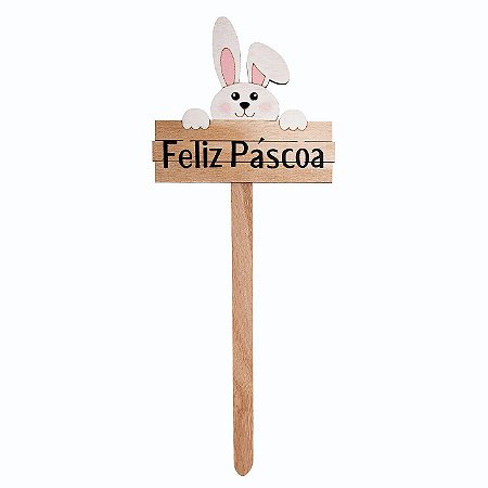 Placa Coelho Feliz Páscoa - 57cm x 22cm - 1 unidade - Cromus Páscoa - Rizzo