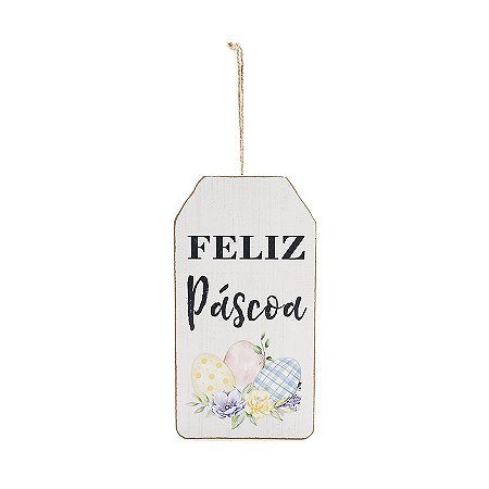 Enfeite para Pendurar TAG - Branco - 20cm - 01 unidade - Cromus Páscoa - Rizzo