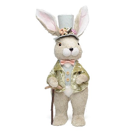 Coelho Decorativo de Veludo Roupa Verde - Cromus - 01 un - Rizzo