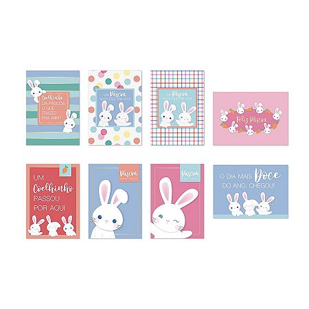 Cartaz Decorativo Coelhinhos 25x35 - 08 Unidades - Cromus -