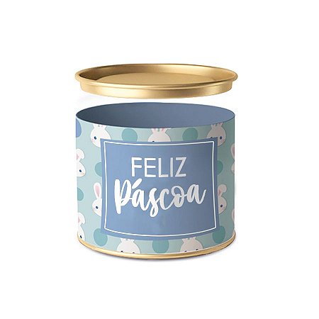 Lata para Bombons 7x10cm - Coelhinhos Azul - 01 Unidade - Cromus Páscoa -