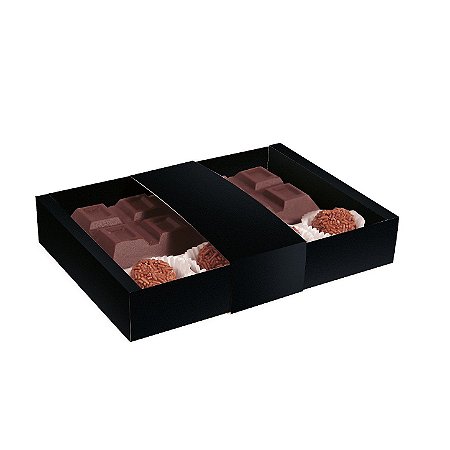 Caixa para Tablete com Brigadeiros Preto 18x13x3,2cm - 10 Unidades - Cromus -