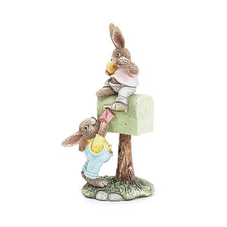 Coelho Decorativo de Resina Colocando Carta - Fancy - 1 unidade - Cromus -
