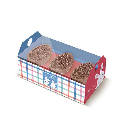 Caixote para 3 Meios-ovos 50 g - Os Coelhinhos - 6 unidades  - Cromus - Rizzo