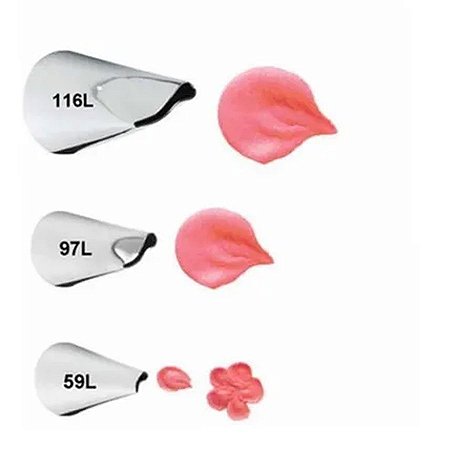 Kit de 3 Bicos para Confeitar Pétalas Para Canhotos - #59, #97 e #166 - 1 unidade - Wilton -