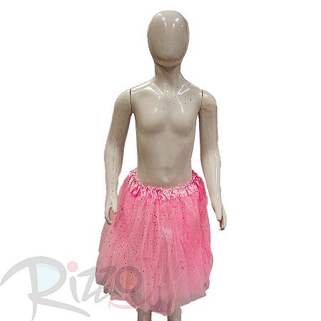 Saia Tule com Glitter - 40cm - Rosa Bebê - Mod:186 - 01 unidade - Rizzo