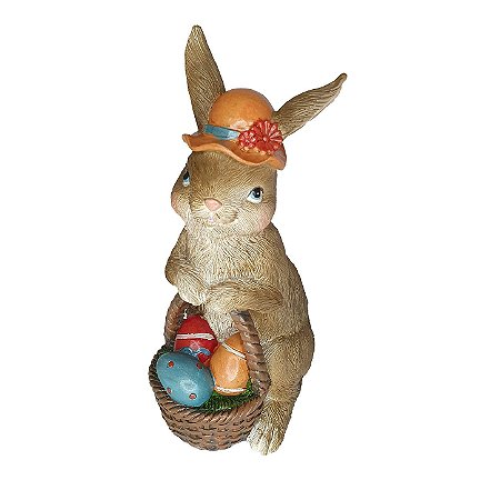 Coelha Cesta de Ovos Chapeu Laranja - 1 unidade - Rizzo