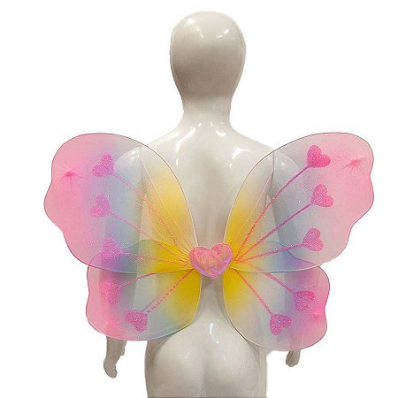 Adereço de Carnaval - Asa Borboleta Multicolor - Rosa Bebê - Mod:6208 - 01 unidade - Rizzo
