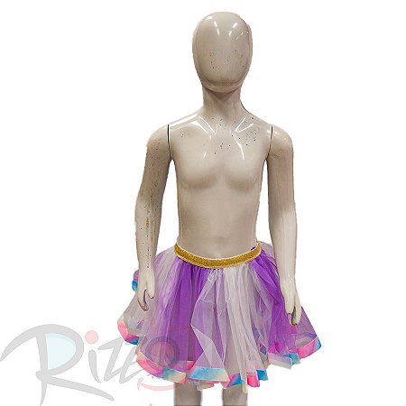 Saia Tule Roxo/Branco - Barrado cores candy - 30cm - Mod 420 - 01 unidade - Rizzo