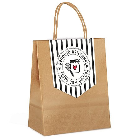 Sacola de Papel com Fechamento - Kraft Doçura - 10 Unidades - Cromus Páscoa - Rizzo