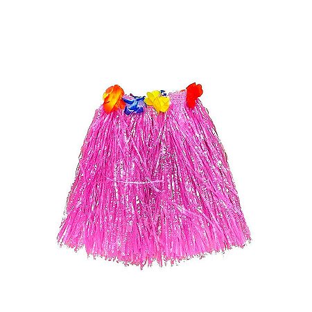 Saia Havaiana - Adereço de Carnaval  - Rosa - 60cm -  ref:NYR 6953 - 01 unidade - Rizzo