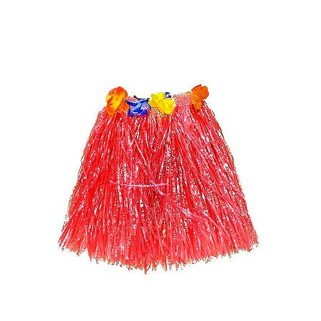 Saia Havaiana - Adereço de Carnaval  - Vermelho - 60cm -  ref:NYR 6953 - 01 unidade - Rizzo