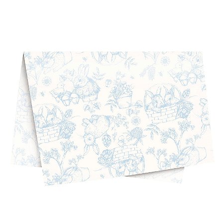 Folha de Papel Seda Decorado 44x69 - Clássico Francês Azul - 10 Unidades - Cromus Páscoa - Rizzo