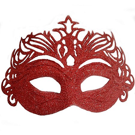 Máscara de Carnaval Glitter e Estrelas Mod 6804 - Vermelho - 01 unidade - Rizzo
