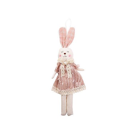 Enfeite para Pendurar Coelho com Olhos Fechados Rosa - 01 Unidade - Cromus -
