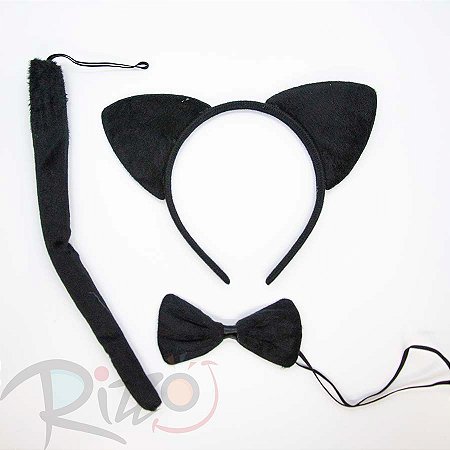 Kit Fantasia de Carnaval - Gatinho - Preto  - Mod:378 - 01 unidade - Rizzo
