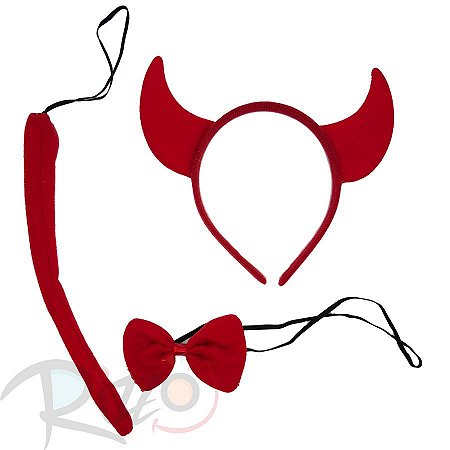 Kit Fantasia de Carnaval - Diabinho - Vermelho  - Mod:378 - 01 unidade - Rizzo